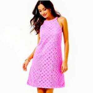 NWT Lilly Pulitzer Rayanne Lace Racerback Shift Dress-pelican pink Sz XS